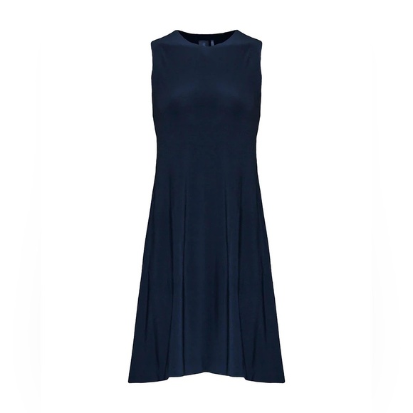 NWT Norma Kamali Sleeveless Swing Dress Midnight Navy Sz Large - Picture 1 of 6